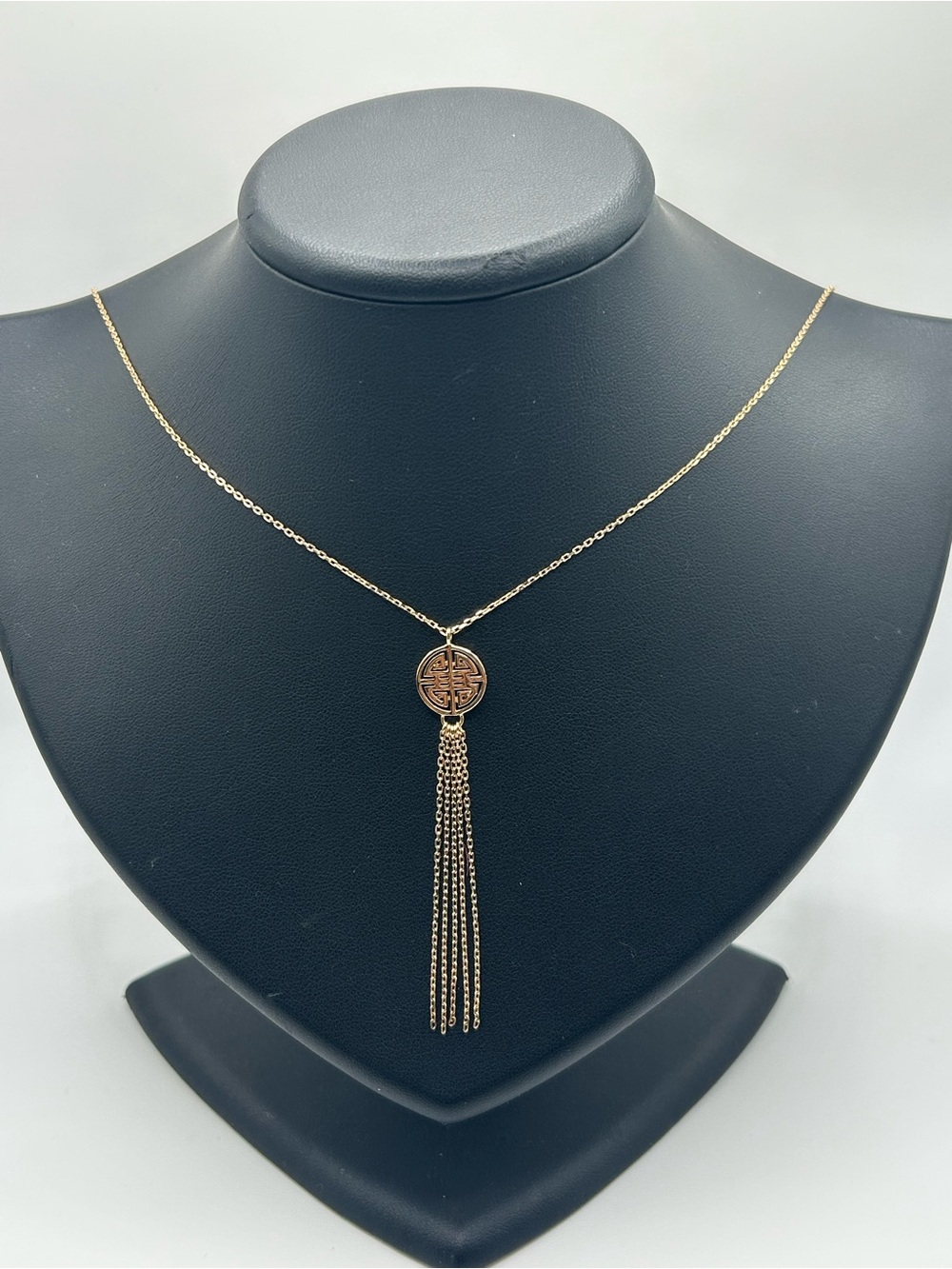 #123354 925 Sterling silver gold plated double happiness necklace